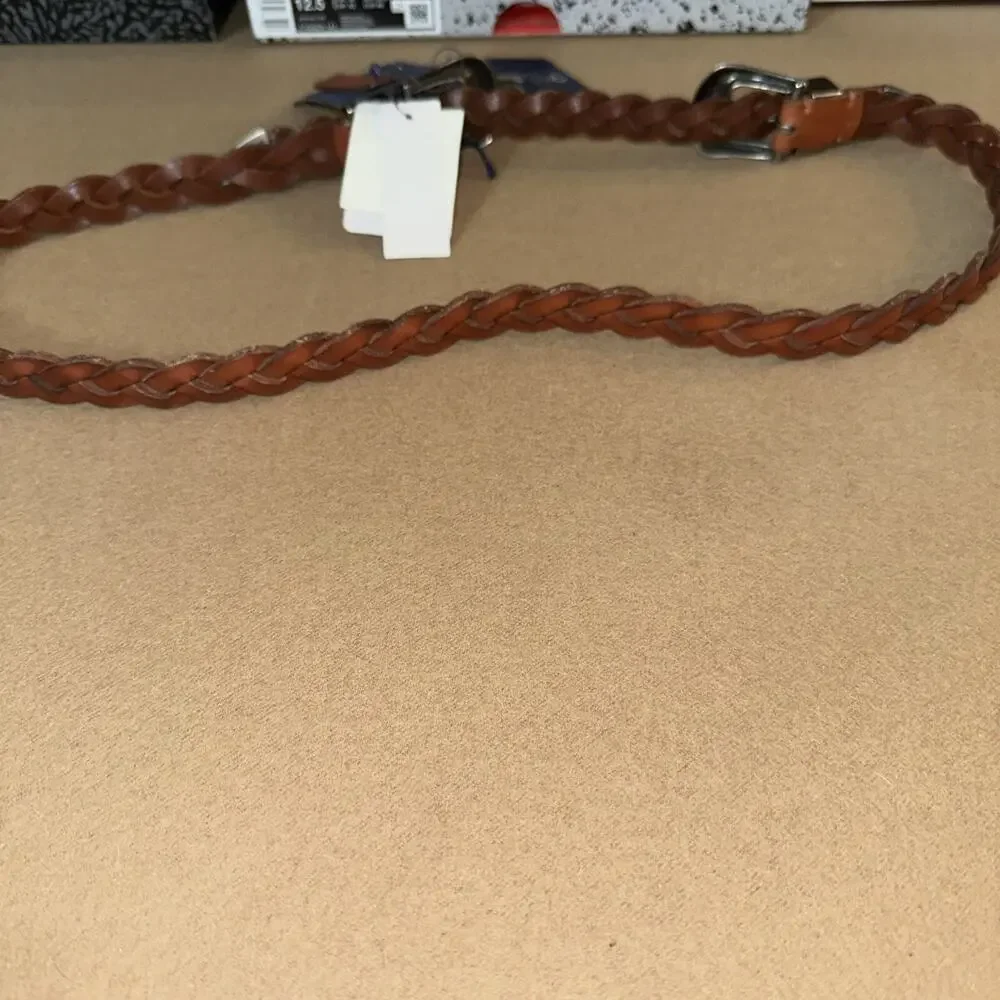 Polo Ralph Lauren women’s Medium braided Leather 20mm double-buckle belt Brown